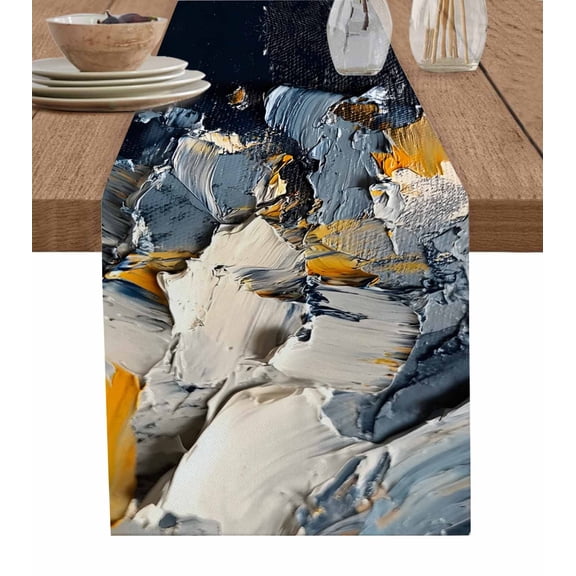 Boanket Abstract Ombre Table Runner - 36 Inch Long, Kitchen Dining Table Runner Dresser Scarves, Modern Farmhouse Chic Oil Painting Farmhouse Decor for Coffee Tables Wedding Party Banquet