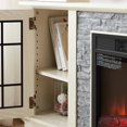 thumbnail image 3 of 58" Fireplace TV Stand for 65" TVs, Modern Electric Fireplace with Mantel, Adjustable Shelves, 2 Glass Doors, Wood Console Table for Living Room, 3 of 9