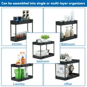 2 Pack 3 Tier Slim Storage Kitchen Cart, Shelving Unit Rolling Rack with Wheels, Black
