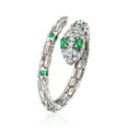 thumbnail image 3 of Ross-Simons Italian .14 ct. t.w. Simulated Emerald and .10 ct. t.w. CZ Snake Ring in Sterling Silver, Women's, Adult, 3 of 5
