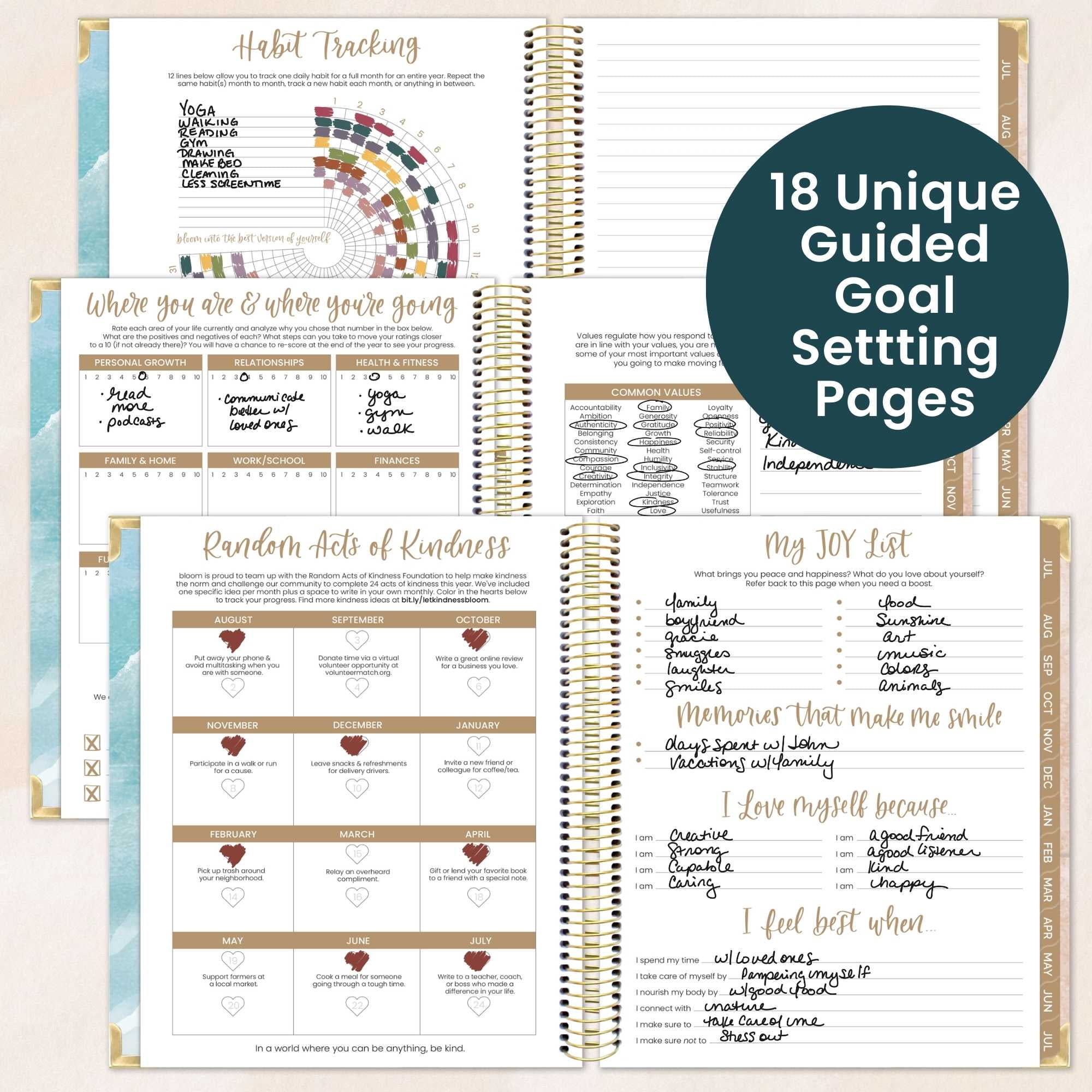 bloom daily planners 2026-2027 Academic Goal & Vision Planner, 13-Month Monthly & Weekly Hard Cover, 7.5" x 9", Coastal Calm