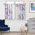 thumbnail image 2 of Purple Flower Floral Kitchen Curtains - Small Short Cafe Natural Curtains Decor for Dining Room Country Tier Curtains Rustic Rod Pocket Window Drapes 36 Inch Length 2 Panels Set, 2 of 5