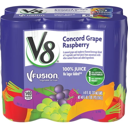 V8 V-Fusion Concord Grape Raspberry, 8 oz., 6 pack
