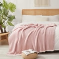 thumbnail image 2 of Snuggle Sac Waffle Knit Throw Blanket Reversible Textured Blanket Fuzzy Microfiber Throw,Pink,60*80", 2 of 5