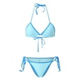thumbnail image 6 of BOBOGOJP Women Two Piece Swimsuit Sexy Swimwear Halter String Triangle Bikini Sets Light Blue for Size M, 6 of 8
