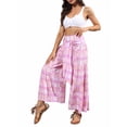 thumbnail image 2 of VISgogo Pantalones casuales de playa para mujer, pantalones anchos de cintura alta con vendaje delantero, S/ M/ L/ XL VISgogo moda, 2 of 8