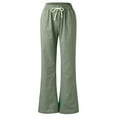 thumbnail image 4 of TRUBKH Linen Pants for Women Paperbag Pant Floral Belt Pants Gaucho Pant Resort Wear for Women 2026 Tapered Pants Vacation Beach Pants Pull On Pants Flowy Gauze Boho Bottoms Lounge Trousers Green M, 4 of 8
