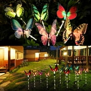 QiShi 3-pack Solar Butterfly Garden Lights - Color-Changing LED Stake Lights for Outdoor Decor