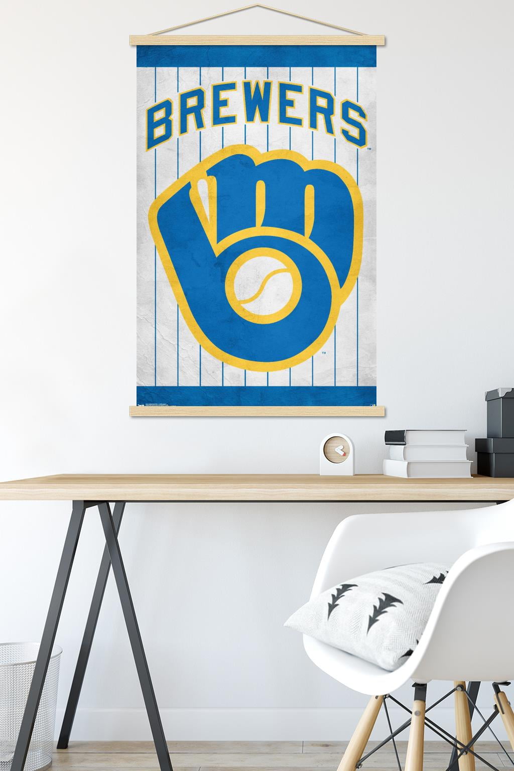 MLB Milwaukee Brewers - Retro Logo Wall Poster with Wooden Magnetic Frame, 22.375" x 34"