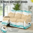 thumbnail image 2 of COEQINE Recliner Sofa Cover Soft Couch Slipcover 8 Pieces Stretch Recliner Chair Cover 3 Seater Fitted Reclining Chair Slipcover with Elastic Bottom and Pocket Coastal Decor, Beach Starfish, 2 of 8