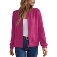 thumbnail image 2 of Lightweight Zip Up Jackets for Women Long Sleeve Casual Plain Waffle Jacket Fall Coat Outerwear, 2 of 6