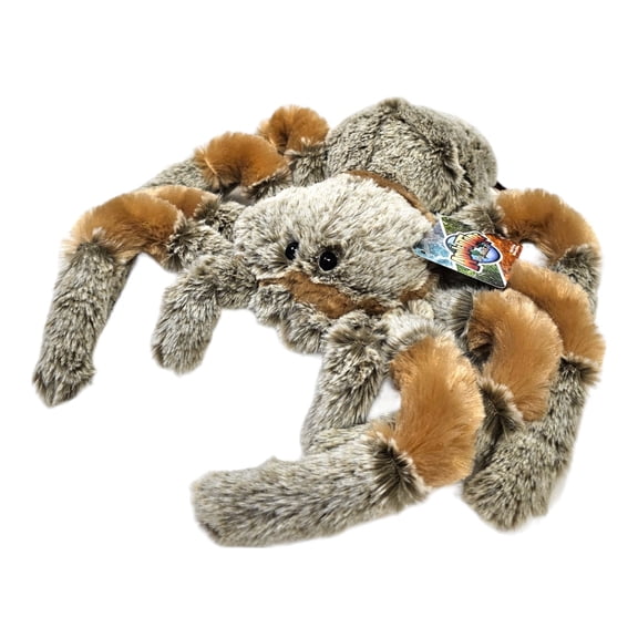 8" Brown Spider. Soft, Furry Plush with Hard Eyes. Realistic Design.