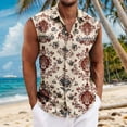 thumbnail image 2 of LWavelet Men's Sleeveless Hawaiian Shirt Paisley Print Button Down Casual Summer Beach Top Hot Pink 3XL, 2 of 5