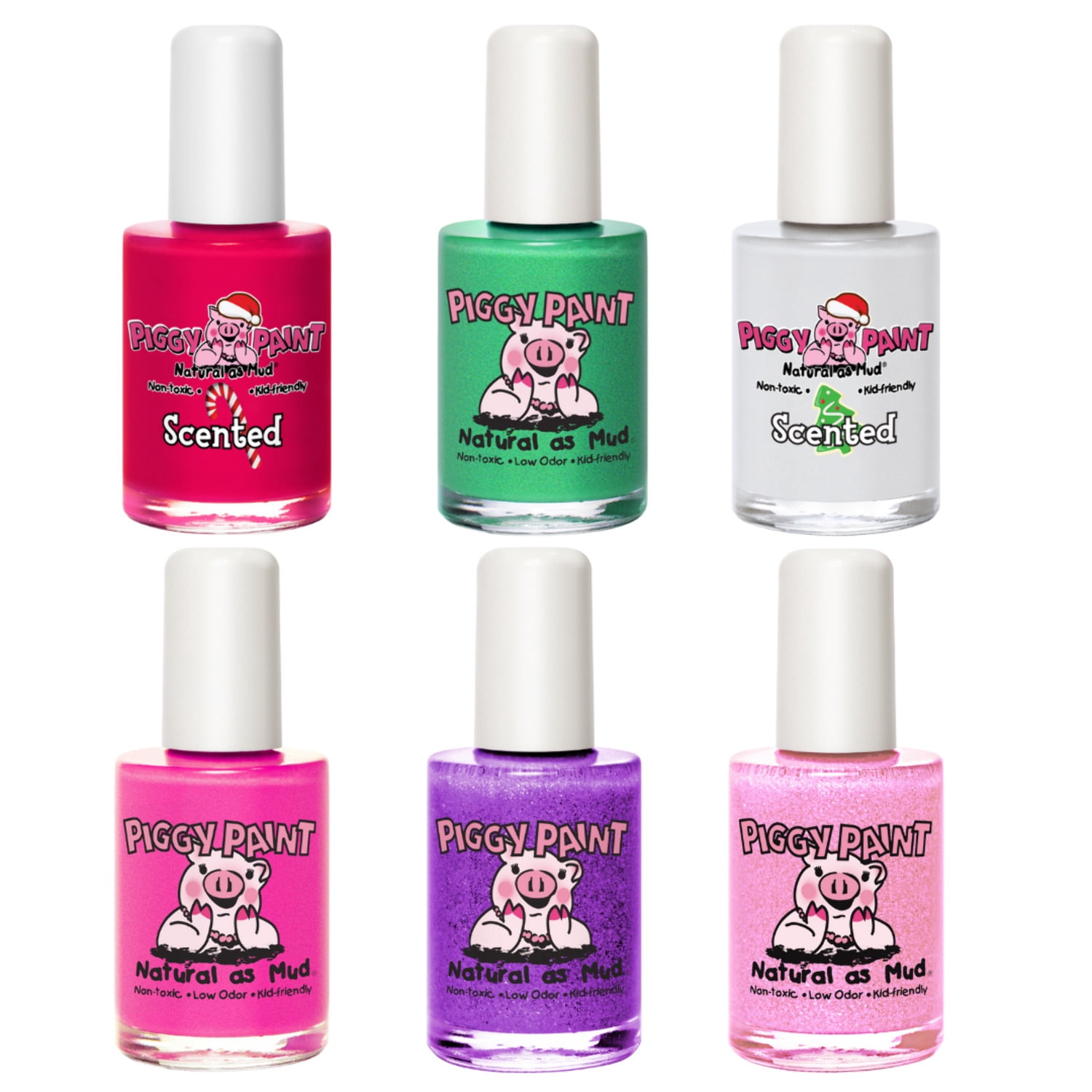 Piggy Paint Jingle Nail Rock 6 Christmas Non-toxic Nail Polishes for Kids & Nail Art