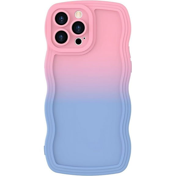 Case for iPhone 11 Pro Max Case, Wave Curly Frame Design for Women Girls, Cute Wavy Gradient Color Phone Case, Soft TPU SLiquid Silicone Protection Phone Cover for 11 Pro Max, Pink Blue