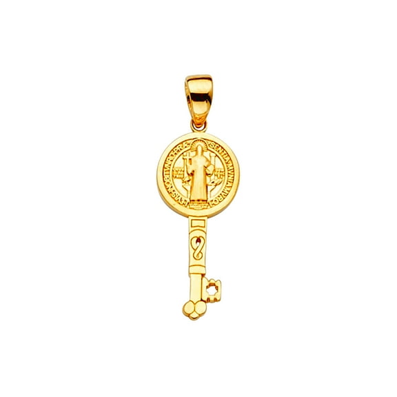 14k Yellow Gold San Benito Key Pendant Necklace 8x25mm Pendant for Women - 1.4 Grams
