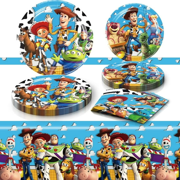 Toy Inspired Story Birthday Party Supplies, 20 Plates, 20 Napkins and 1 Tablecover for Toy Inspired Story Party Decorations