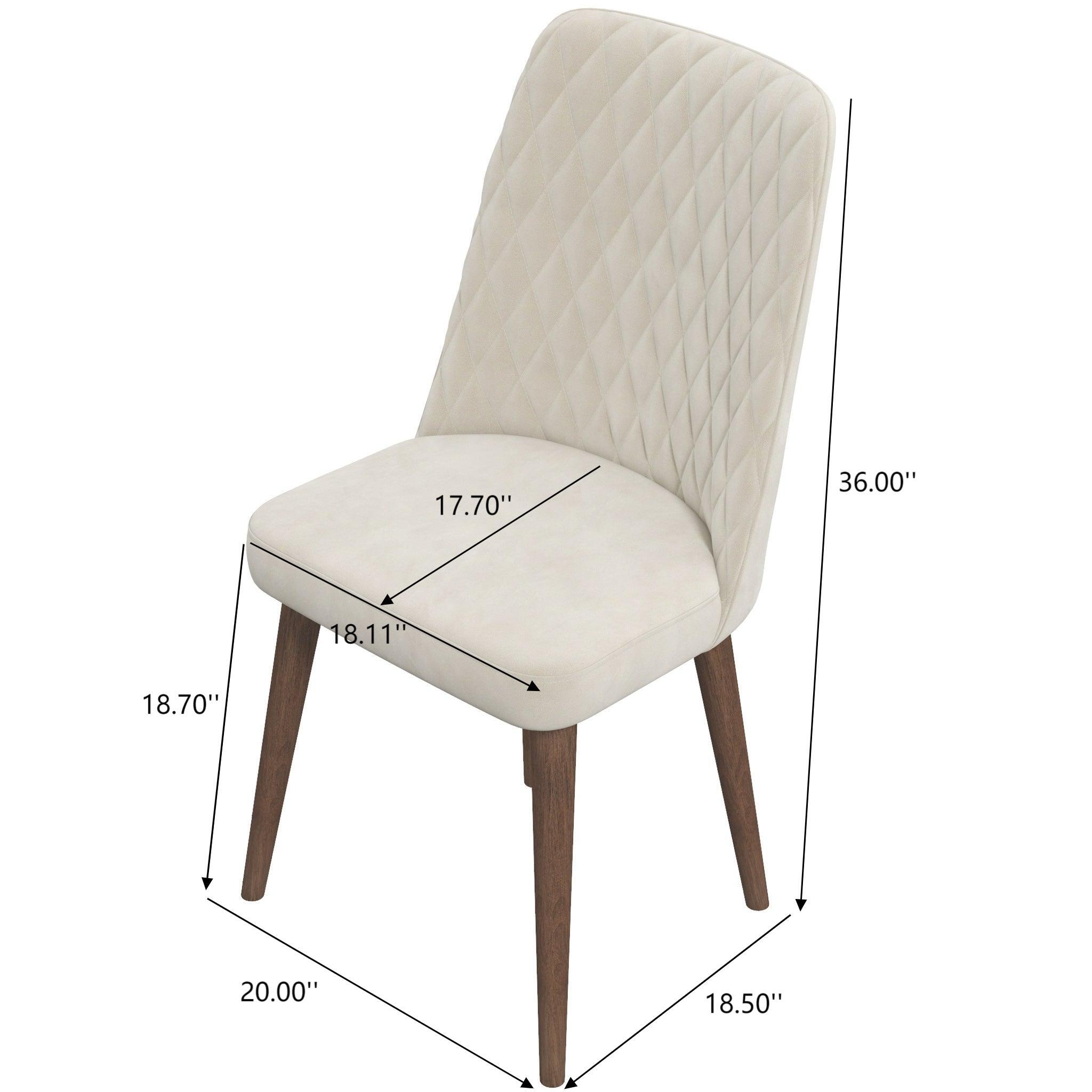 Euroco Dining Chairs Set of 2, Fabric Dining Room Kitchen Side Chair with Wood Legs,Ivory