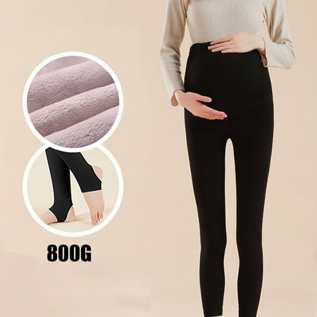 Flywake Plus Size Winter Pants for Maternity Women Winter Maternity  Leggings Plush Thickened Underlay Pants Over The Belly High Waist Pregnancy  Pants