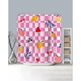 thumbnail image 6 of Groovy Shower Curtain Pink Checkerboard Shower Curtain Set Cute Fruits Waterproof Fabric Shower Cutain for Kid with 12 Hooks 72''''x72'''', 6 of 6
