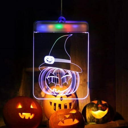 

Ornaments Halloween Sucker With Battery Box Window Led Pumpkin Decoration Hanging Lamp pendant