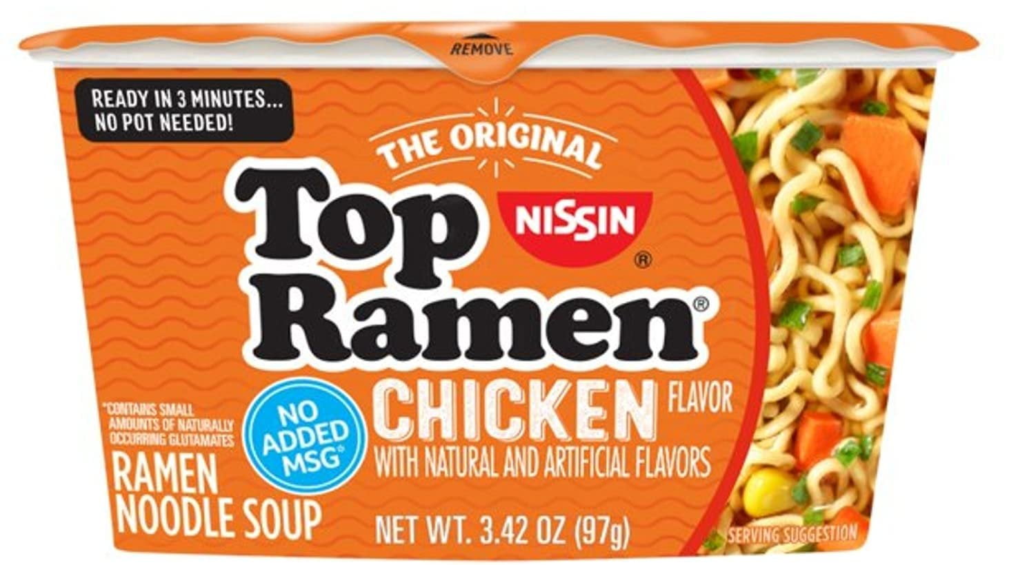 Nissin Cup O Noodles Soup Instant Cup 18 Count, 6 Shrimp, 6 Chicken & 6 Chicken Top Ramen Bowl Lunch / Dinner Variety, 3 Flavors