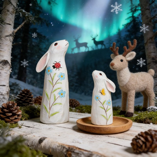 Whimsical Easter Wooden Owl And Bunny Desk Ornament For Home And Shows Resin Craft Decorations In Style 2PCS