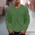 thumbnail image 2 of Mens Summer Night Thermal Long Sleeve V Neck Waffle Knit T-Shirts Pullover Tops Regular Fit Textured Shirt, Business Casual Breathable Solid Color Tee for Office Work, Big & Tall, 2 of 9