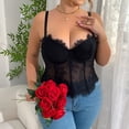 thumbnail image 7 of Staron Plus Size Corset Blouses for Women Shapewear Tank Top Camisoles Solid Color Lace Casual Sleeveless Fashion Home Wear, Black XXL, 7 of 7