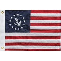 TOPFLAGS US Yacht Ensign Sewn Boat Flag 12x18 Inch - Embroidered Stars and 2 Brass Grommets - Heavy Duty Nylon Nautical Flags Outdoor Banner