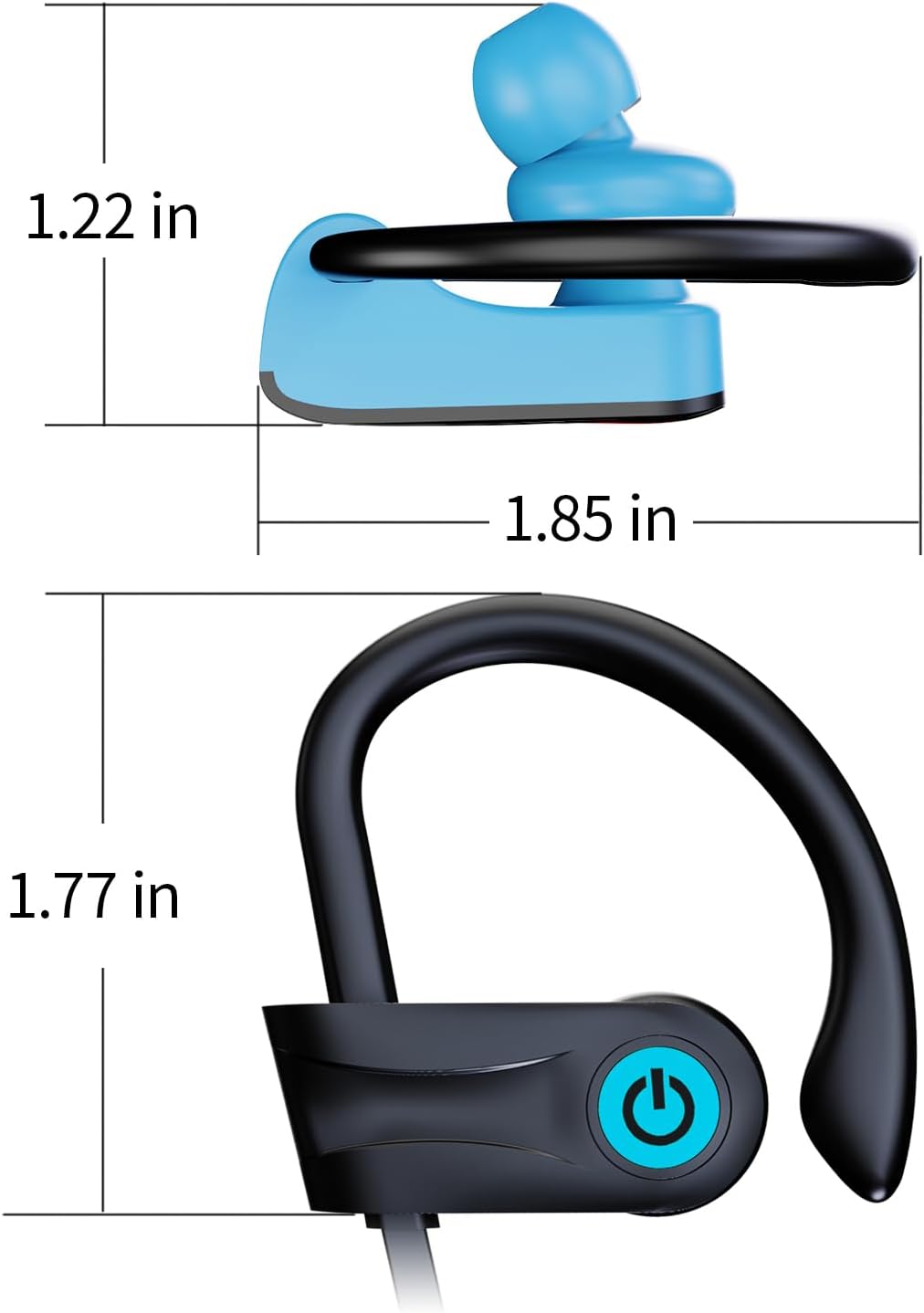 Bluetooth Headphones, Wireless Headphones with 16 Hours Playtime Bluetooth 5.3 Wireless Earbuds HD Deep Bass Stereo Sound Isolation IPX7 Waterproof Earphones for Workout Running Sports