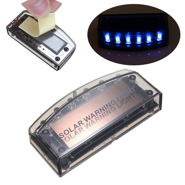 Luz De Alarma 6 luces LED de advertencia de alarma simulada para coche, luces de seguridad falsas antirrobo para coche solar