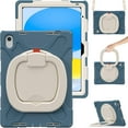 thumbnail image 1 of iPad 10th Generation 2022 Case 360°Rotatable Stand with Shoulder Strap Handle Pencil Holder Heavy Duty Shockproof Silicone Protective Case for iPad 10, 1 of 8