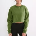 thumbnail image 2 of Baberdicy Sweatshirt for Women, Women Cropped Sweatshirt Long Sleeves Pullover Fleece Crop Tops Pullover Sweaters for Women Green, 2 of 8