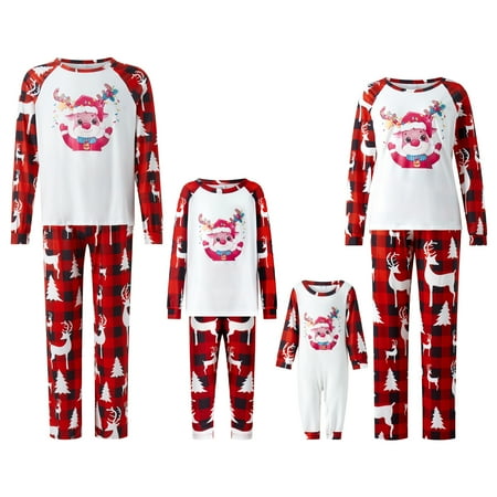

Raruxxin Family Christmas Pjs Matching Sets Cartoon Elk Print Christmas Matching Pajamas for Adults Kids Holiday Sleepwear Set