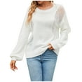 thumbnail image 2 of Lilgiuy Women's Pullover Sweaters Fashion Casual Solid Color Long Sleeve Round-Neck Sweater for Work Office Business, 2 of 5