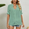 thumbnail image 5 of Bigersell Casual Tops for Women Round-Neck Solid Color Chiffon Lace Short Sleeve Tops Regular Pullover Square Neck Short Sleeve Casual T Shirts Style B16480, Green S, 5 of 6