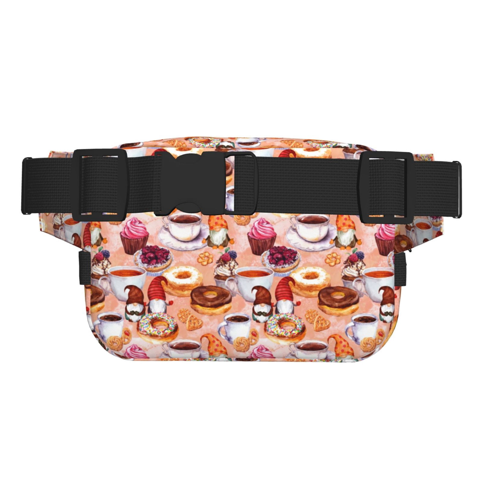 Picia Gnomes With Coffee Print Square Double-Layer Waist Bag Mini Adjustable Waist Belt Bag Exercise Running Travel Hiking