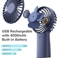 thumbnail image 3 of Ventilador de mano, ventilador de 4000 mAh, recargable por USB con 3 velocidades (azul), 3 of 4