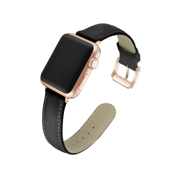 Divoti Classic Women’s Leather Strap Watch Bands Compatible with Apple Watch, Black - 41/40/38-MM.