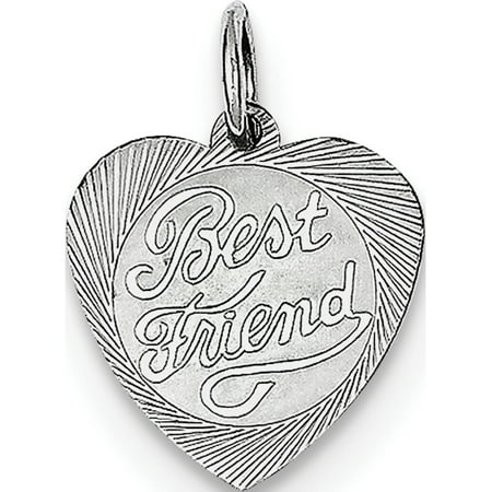 Leslies Fine Jewelry Designer 925 Sterling Silver Best Friend Heart Disc (13x15mm) Pendant (Best Gift For Best Friend Male)