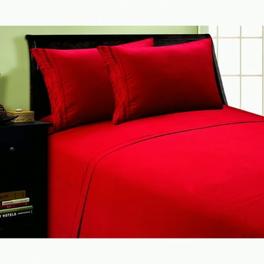 LuxurySilk Premier Chain Design Wrinkle-Free Sheet Set - Queen Burgundy - Hotel Quality Silky Soft Fade Resistant Bedding with Deep Pocket