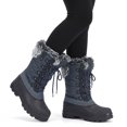 thumbnail image 6 of Pennysue Women's Mid-Calf Snow Boots Grey Grid Warm Faux Fur Lined Winter Boots Insulated 9M, 6 of 7