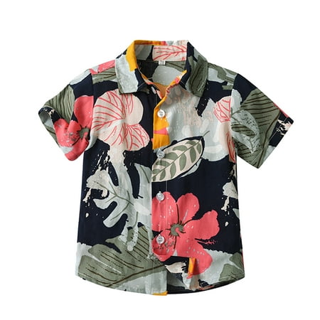 

Toddler Summer Kids Boy Casual Blouse Short Sleeve Floral T-Shirt Beach Shirt Tops Outwear Fashion Dailywear Clothes