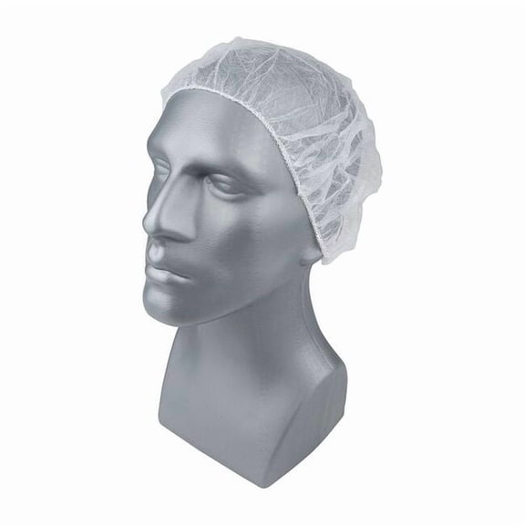Condor Bouffant Cap, Polypropylene, 18 in Dia., White, S, 1000 PK 23KX06