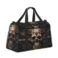 thumbnail image 2 of Rocae Metal Style Horned Skull Print Hand Travel Bag Travel Duffel Bag and Fitness Bag, Women's Waterproof Weekend Tote, Men's Travel and Fitness Essentials, 2 of 7