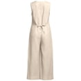 thumbnail image 4 of Avolia Women's Button Front Sleeveless Jumpsuit Wide Leg Blend Romper with Pockets, 4 of 4