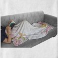 thumbnail image 6 of Pastel Soft Flannel Fleece Throw Blanket, Floral Spring Wreath Soft Toned Flower Butterflies Leaves Pattern, Cozy Plush for Indoor and Outdoor Use, 70" x 90", Pale Pink Ginger, by Ambesonne, 6 of 6