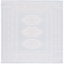 SAFAVIEH Martha Stewart Geometric Indoor/Outdoor Area Rug, Aqua/Blue Ivory, 6'7" x 6'7" Square