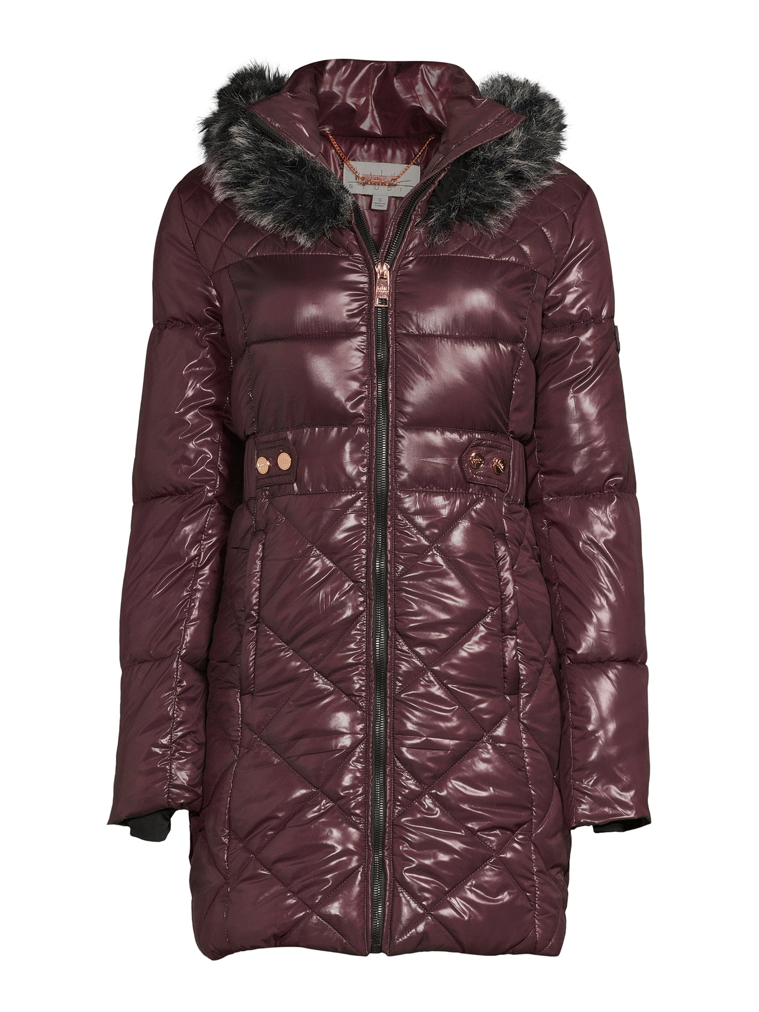 Fen-Nelli Quilted Faux Fur Down Coat Dark Red Size 6 – Liquidation Nation